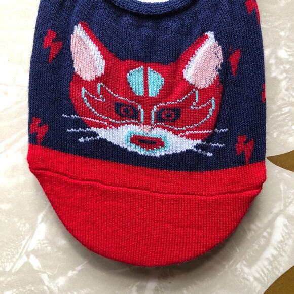 Sock It To Me Red Limited Uniquely Mismatched Cat Luchador Wrestler No Show Sock - Picture 6 of 6